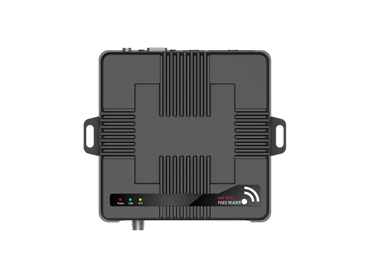 fixed-rfid-reader-front-view 4-Port UHF Fixed RFID Reader front view by RFID Reader.io