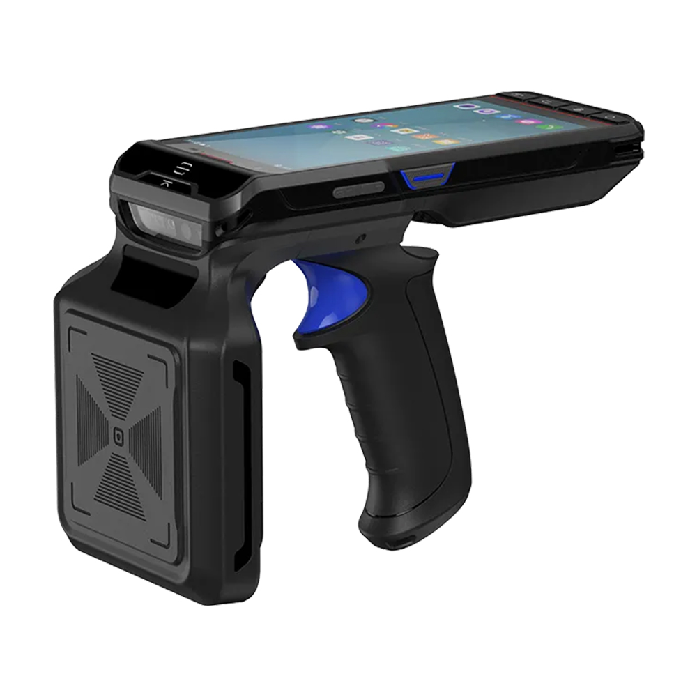 Handheld-Terminal-Right-Side Right side showing grip and interface ports
