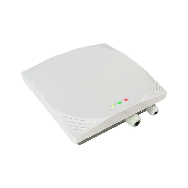 RFID-Reader.io-Long-Range-RFID-Reader-Angled-View Angled view highlighting rugged housing and LED indicators
