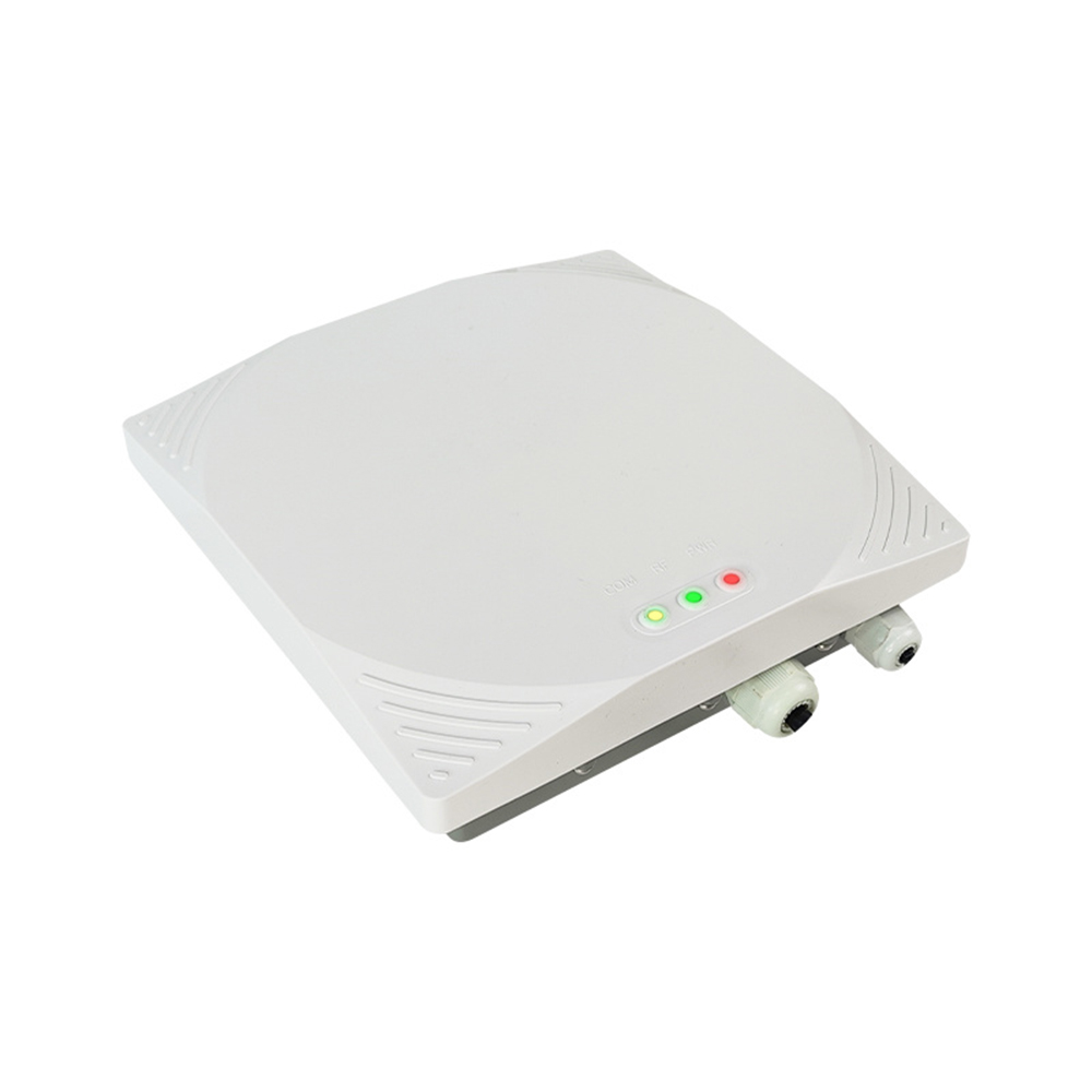 RFID-Reader.io-Long-Range-RFID-Reader-Angled-View Angled view highlighting rugged housing and LED indicators