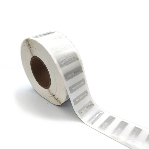 About 10 Dimensions and antenna structure of RFID retail tags M1 wet inlay