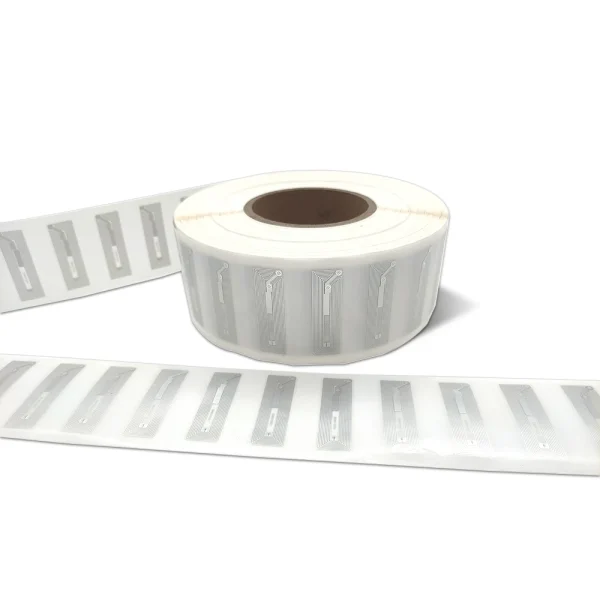 RFID retail tags on Shelves RFID retail tags applied to products on store shelves