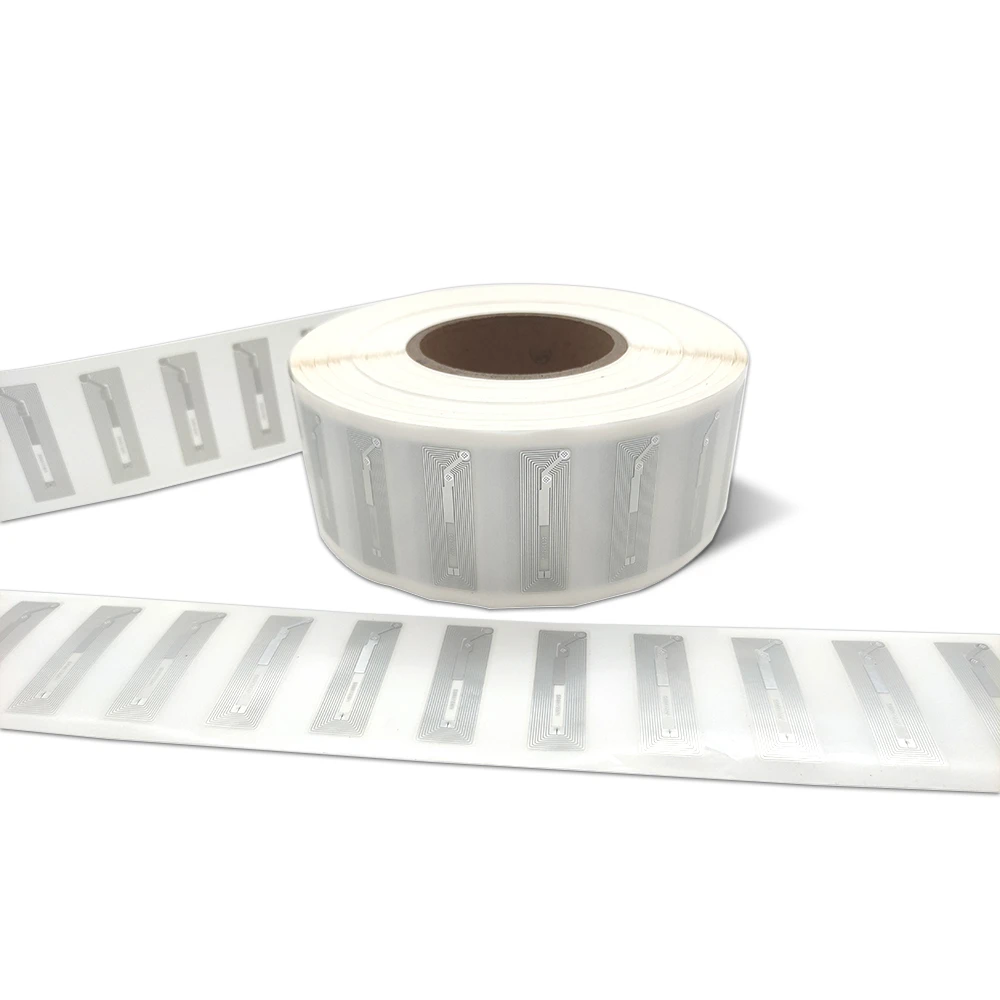 RFID retail tags on Shelves RFID retail tags applied to products on store shelves