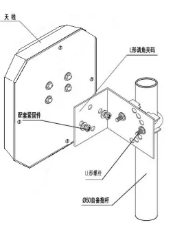 VA-951 UHF RFID Antenna installation diagram showing pole mounting and clip options