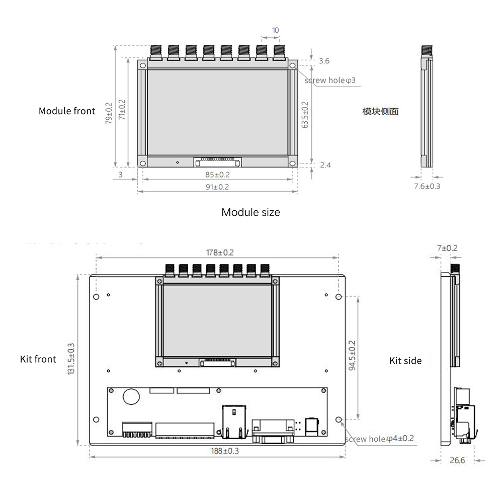 VM-68 Indy RFID Module – System Integration Ready Detailed VM-68 Indy RFID module showing dimensions and layout for system integration in UHF RFID solutions