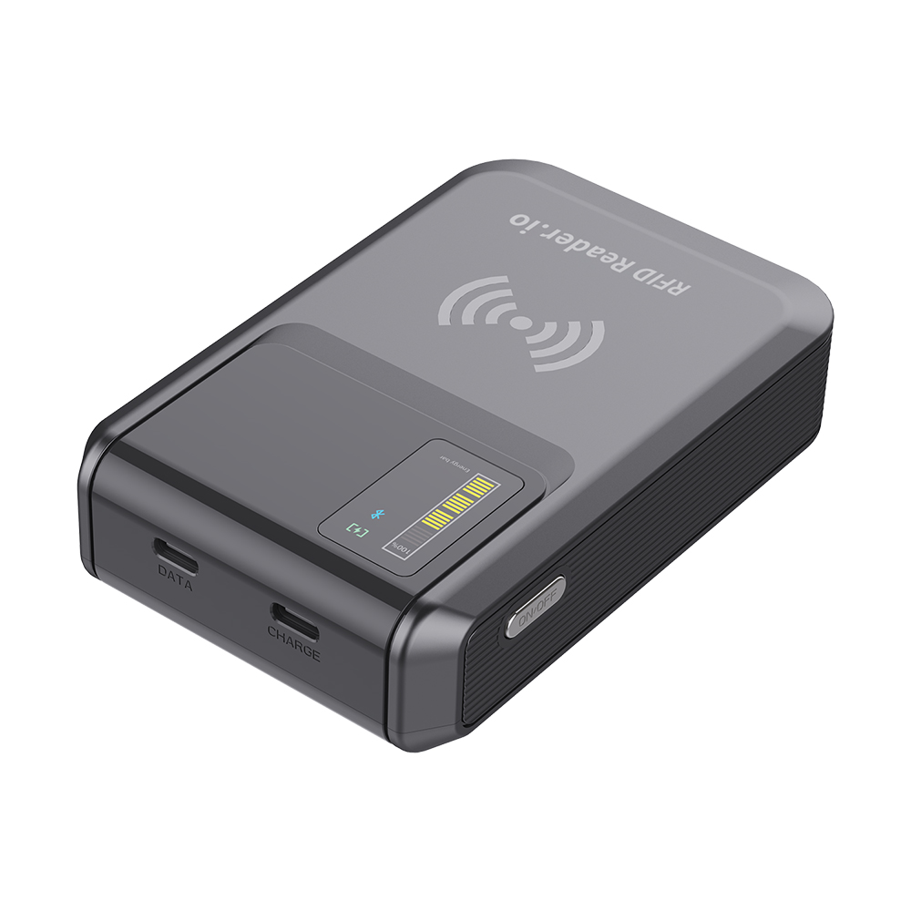 iPhone RFID Reader USB-C Port Detail — RFID Reader.io USB-C charging and data port detail of iPhone RFID Reader by RFID Reader.io with fast-charge capability