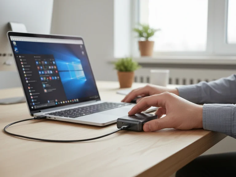 User connecting USB RFID reader to Windows laptop