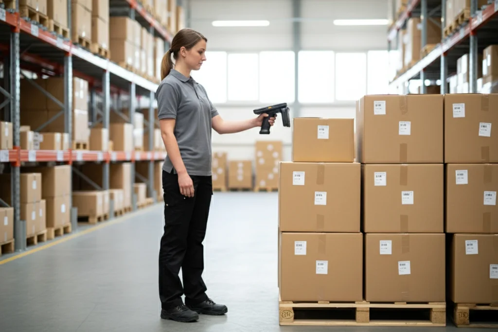 Choosing the Right Handheld Terminal for Your RFID Application 3 Operator scanning equipment tags using a handheld RFID terminal in a factory setting