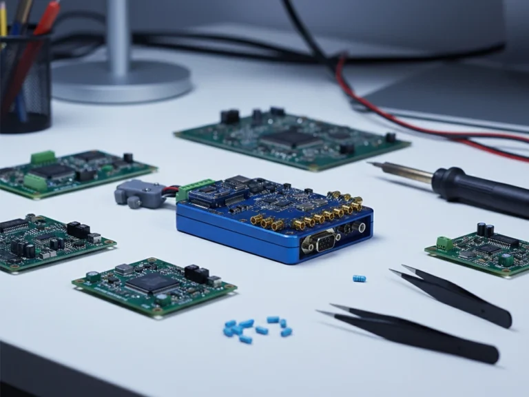 What is an RFID Module and How Does it Differ from a Reader? 7 Close-up of an RFID Module on a developer’s desk with circuit boards and tools