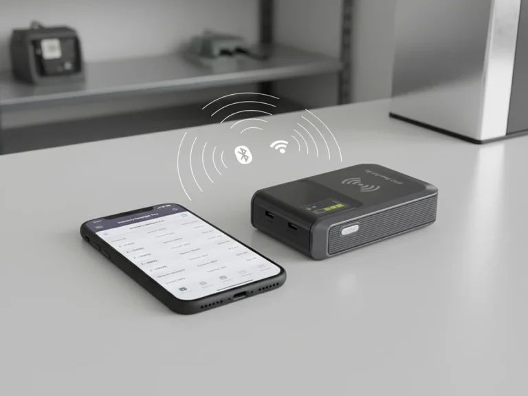 How to Pair an iPhone RFID Reader with Different Inventory Apps 4 Staff scanning RFID tags in a warehouse using an iPhone RFID Reader